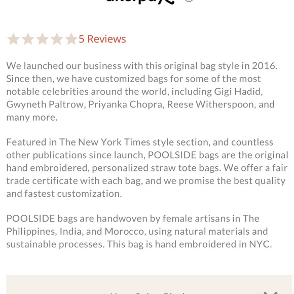 Poolside large beach tote long handles bag embroidered plant lady straw woven - Picture 11 of 13